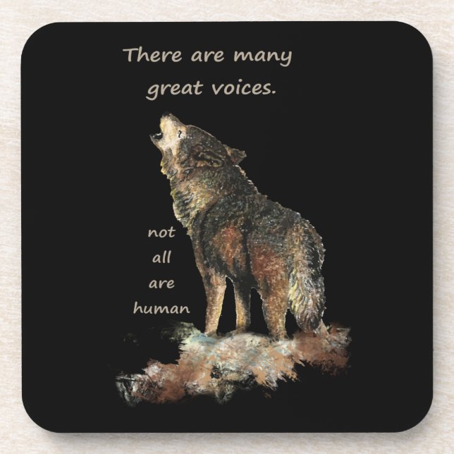 Many Great Voices Inspirational Wolf Quote Art Drink Coaster (Front)