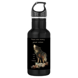 Many Great Voices Inspirational Wolf Quote Art Water Bottle