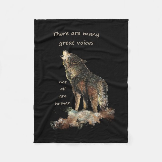Many Great Voices Inspirational Wolf Quote Fleece Blanket (Front)