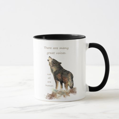Many great voices Inspirational Wolf Quote Mug