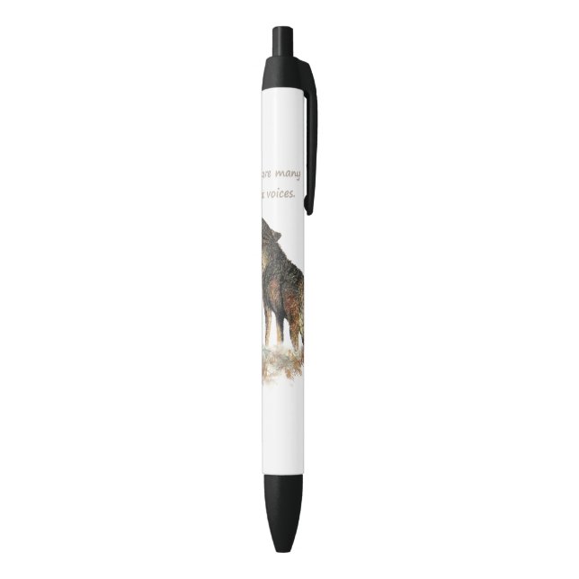 Many great Voices Inspirational Wolf Quote Pen (Bottom (Vertical))