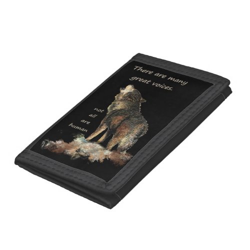 Many Great Voices Inspirational Wolf Quote Tri_fold Wallet