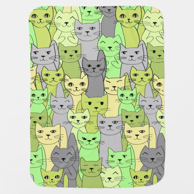 Many Green Cats Design Baby Blanket