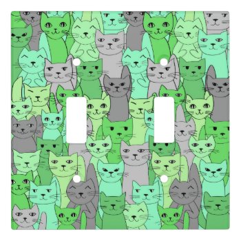 Many Green Cats Design Light Switch Cover by SjasisDesignSpace at Zazzle