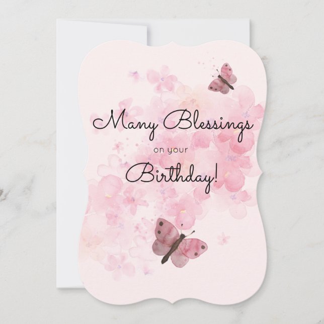 Many Happy Blessings Butterfly Birthday Flat Card (Front)