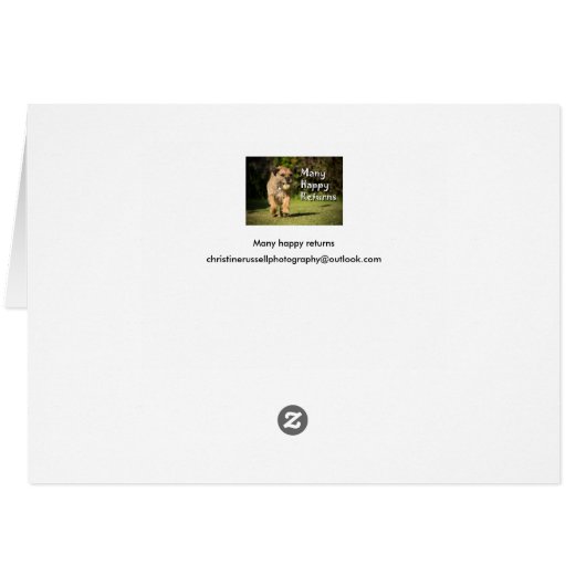 Many happy returns, Border Terrier Card (Back Horizontal)