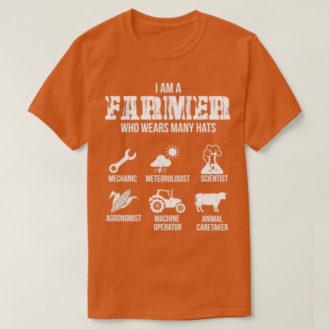 Many Hats of the Farmer  T-Shirt (Design Front)