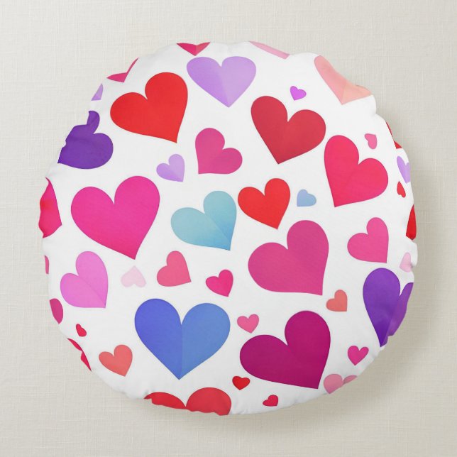 Many Hearts Round Pillow (Front)