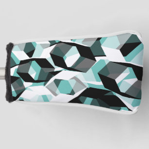 Many hexagons with colorless parts, on light teal golf head cover