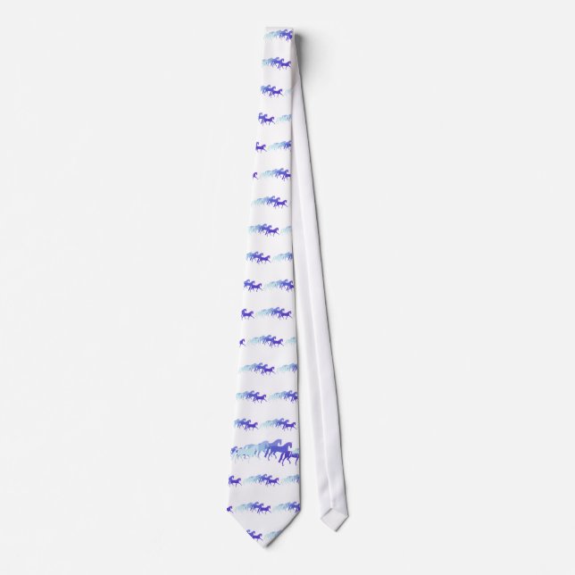 Many Horses (blues) Neck Tie (Front)