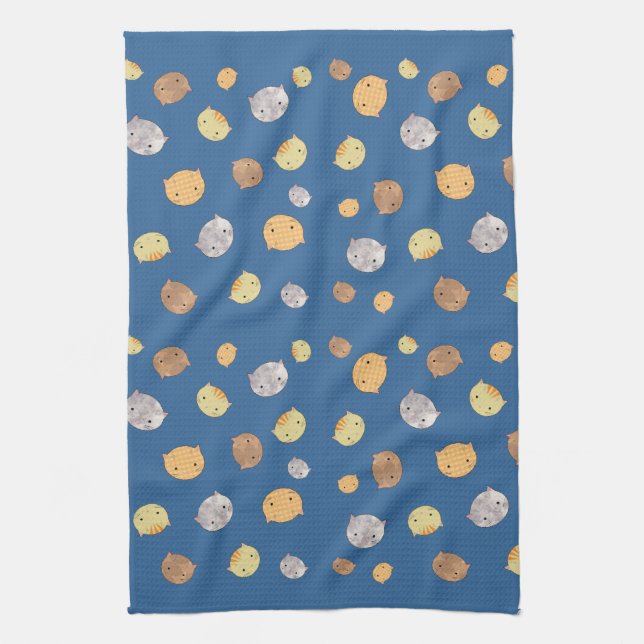 Many Kitty Faces Kitchen Towel (Vertical)
