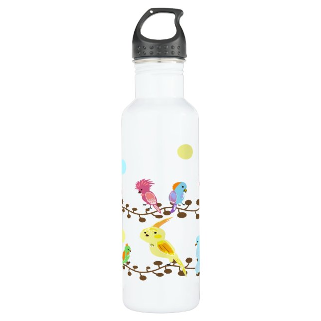 Many little birds stainless steel water bottle (Front)