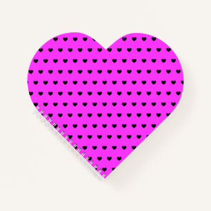 Many Little Black On Pink Heart-Shaped Notebook