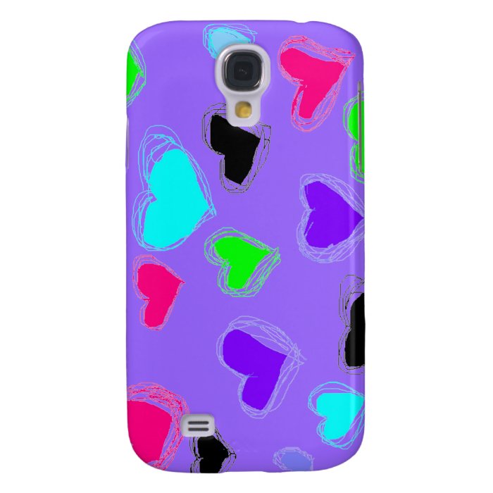 Many Little Neon Sketch Hearts Samsung Galaxy S4 Case