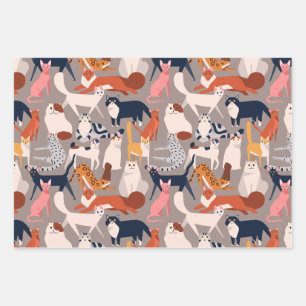 Many Many Cats - Cute Cat Lover Wrapping Paper Sheets