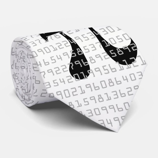 Many Many Digits of Pi Mathemathical Constant Neck Tie (Rolled)
