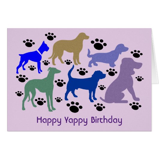 Many Many Dogs "Happy Yappy Birthday" Card (Front Horizontal)