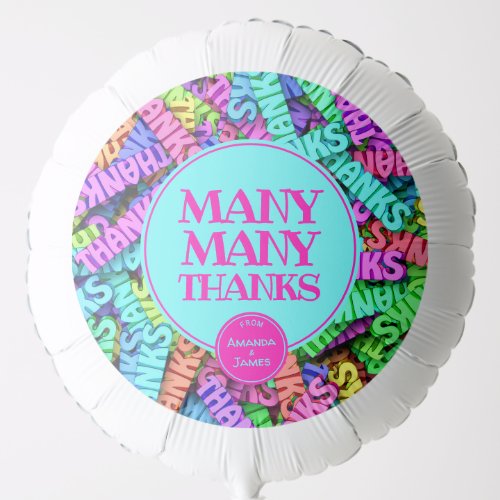 Many Many Thanks  Multi Colored Personalized Balloon