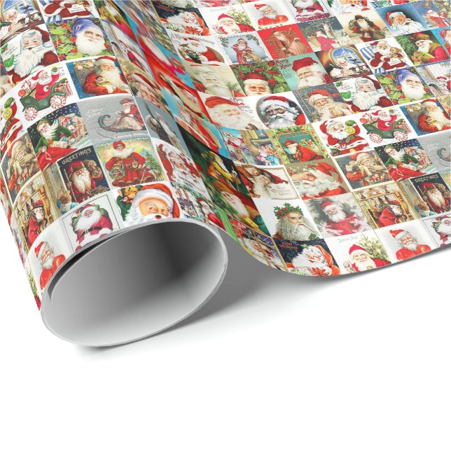 Many Many Vintage Santas Wrapping Paper (Roll Corner)