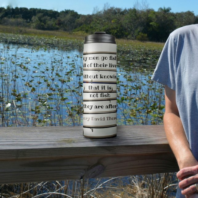 Many Men Go Fishing Rods Gray Thermal Tumbler (Creator Uploaded)