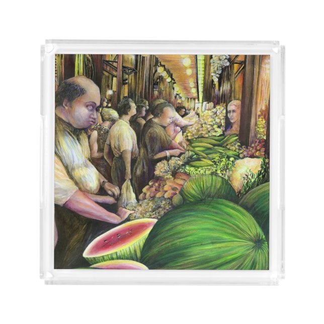 Many Men, Many Melons, Budapest Acrylic Tray (Front)