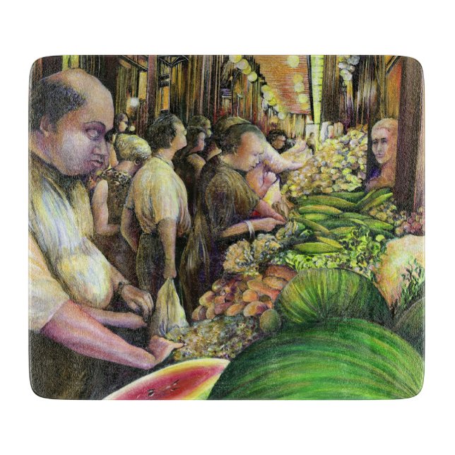 Many Men, Many Melons, Budapest Cutting Board (Front)