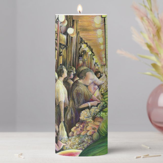 Many Men, Many Melons, Budapest Pillar Candle (In Situ)