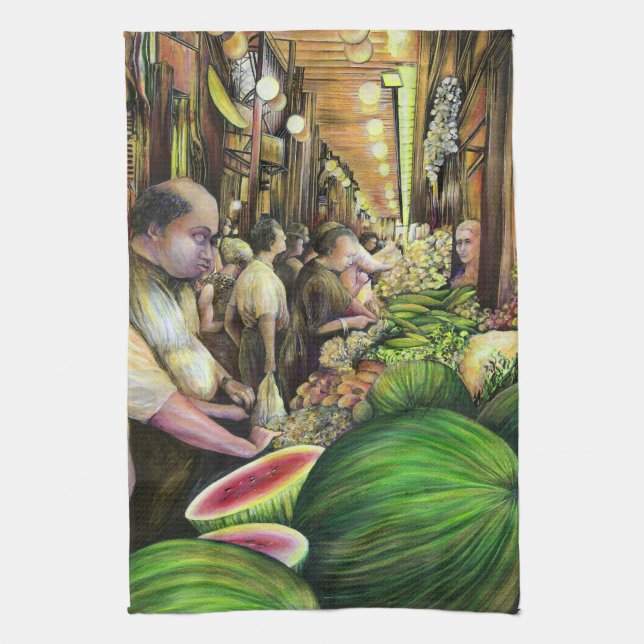 Many Men, Many Melons Kitchen Towel (Vertical)
