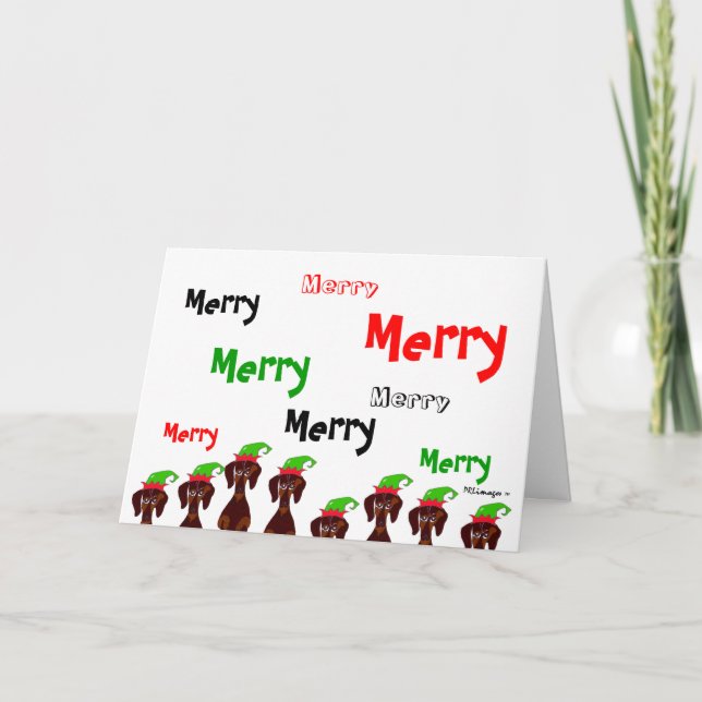 Many Merry Dachshunds Christmas Card (Front)