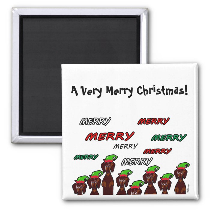 Many Merry Dachshunds Christmas Magnet