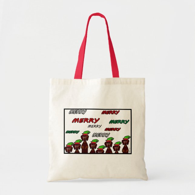 Many Merry Dachshunds Christmas Tote Bag (Front)