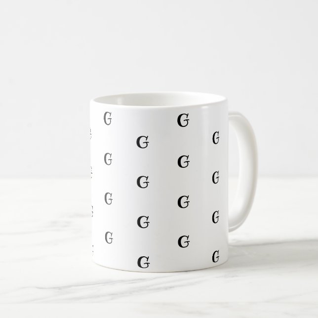 Many Monograms Custom Bold Letter Pattern Coffee Mug (Front Right)