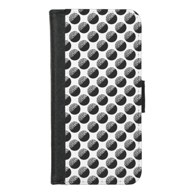Many Moons Black & White Pattern iPhone Wallet Case (Front)