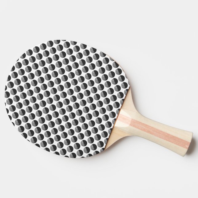 Many Moons Black & White Pattern Ping Pong Paddle (Side)