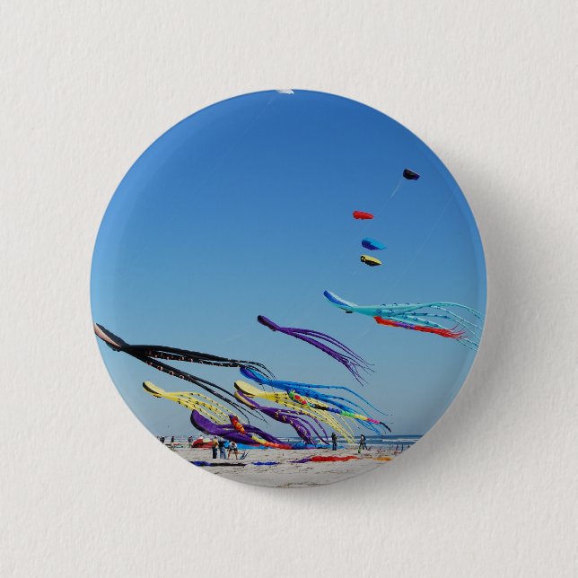 Many Multi Color Kites Button (Front)