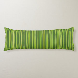 Many multi colored stripes in green body pillow