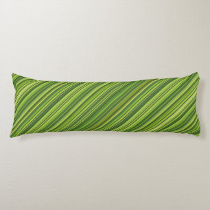 Many multi colored stripes in green body pillow