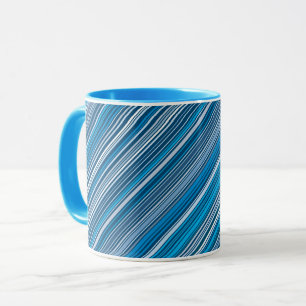 Many multi colored stripes in the blue frosted gla mug