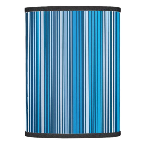 Many multi colored stripes in the blue lamp shade