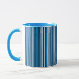 Many multi colored stripes in the blue mug
