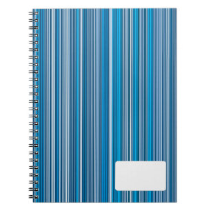 Many multi colored stripes in the blue... notebook