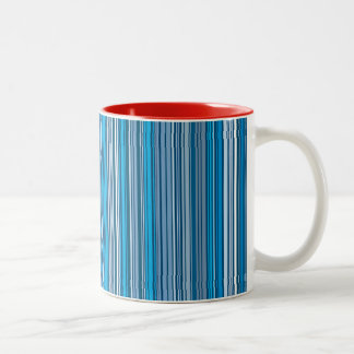 Many multi colored stripes in the blue Two-Tone coffee mug