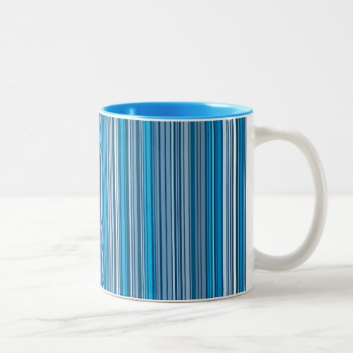 Many multi colored stripes in the blue Two_Tone coffee mug