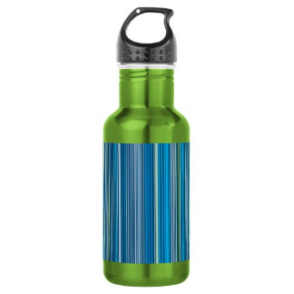 Many multi colored stripes in the blue water bottle