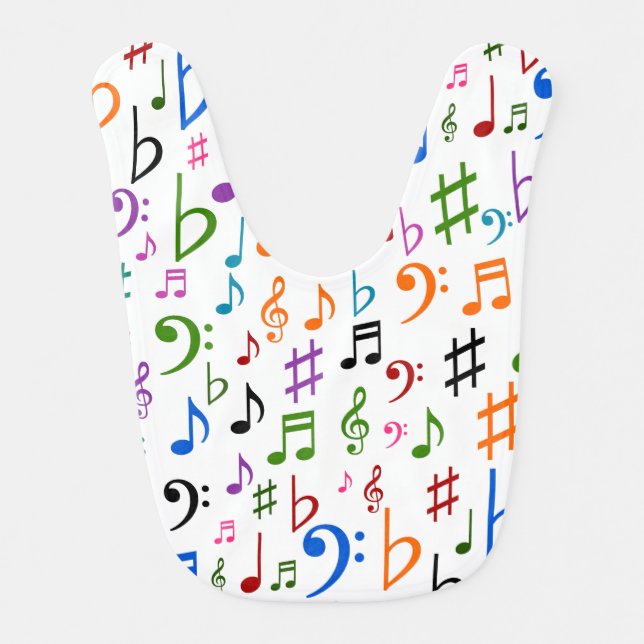 Many Musical Notes and Symbols Baby Bib (Front)