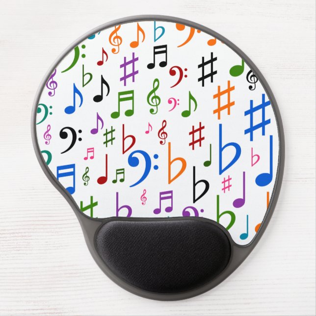 Many Musical Notes and Symbols Gel Mouse Pad (Front)