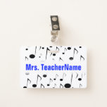 [ Thumbnail: Many Musical Notes Pattern + Custom Teacher Name Badge ]