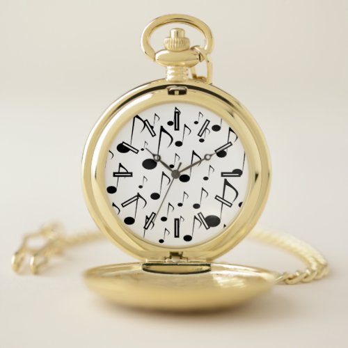 Many Musical Notes Pattern Pocket Watch