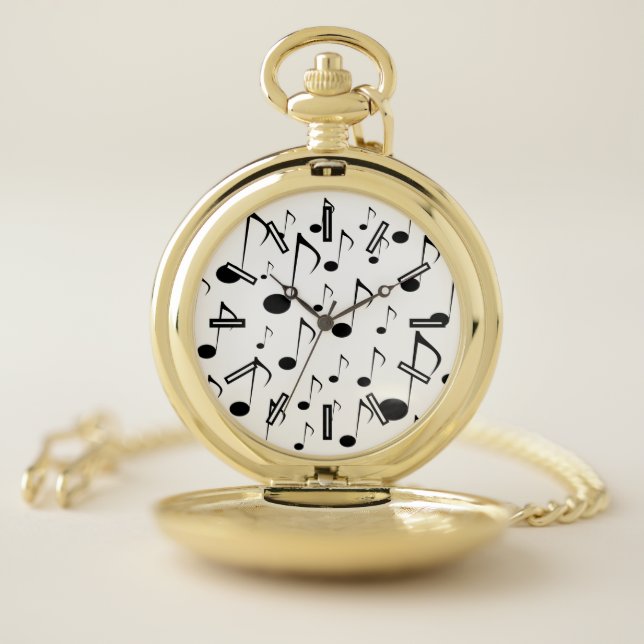 Many Musical Notes Pattern Pocket Watch (Inside)