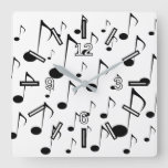 [ Thumbnail: Many Musical Notes Pattern Square Clock ]
